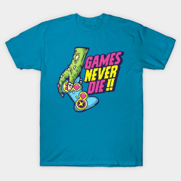 Gamers Never Die T-Shirt by machmigo